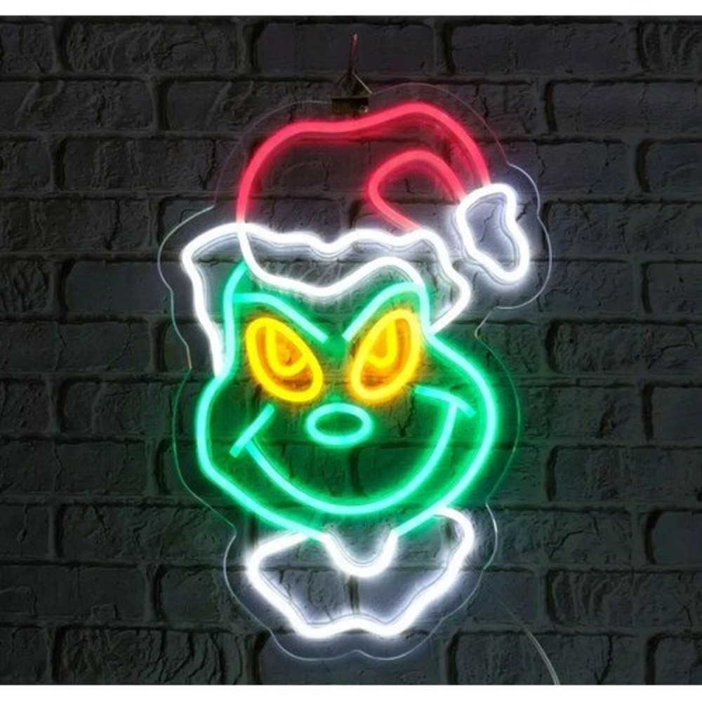 The Grinch Neon Light Wall Decor Bright Vivid Color Battery Operated 1.8M Cable
